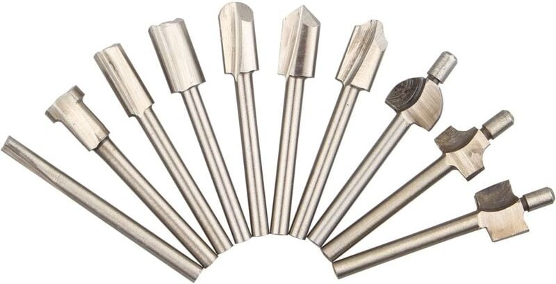 Thumbnail - ZVD - 10pcs hss Router Wood Milling Cutter Bits cutting files for Dremel Rotary Tool carpenter woodworking tools