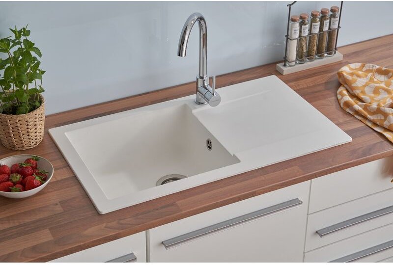 Einbauspüle Küchenspüle Spüle Granit Mineralite 78 x 44 Weiß Respekta Denver