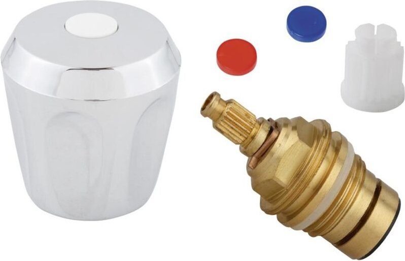 KIRCHHOFF Haubengriff, Chrom, 3/8,mit Ventilob. Markierung blau/rot/weiß