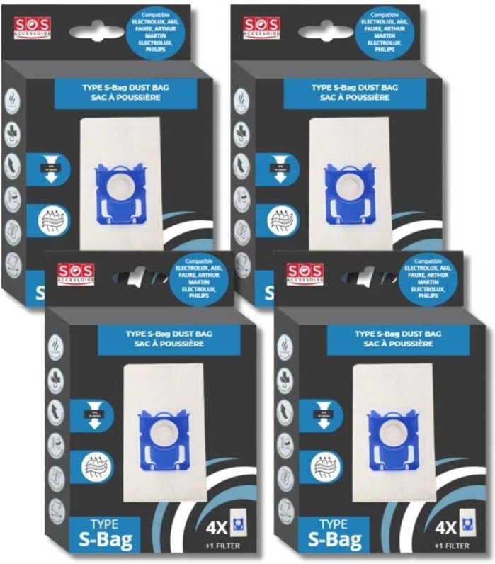 Ersatzteil - Set 4 Boxen mit 4 Beuteln typ s-bag - Electrolux tornado, aeg, essentiel b, volta