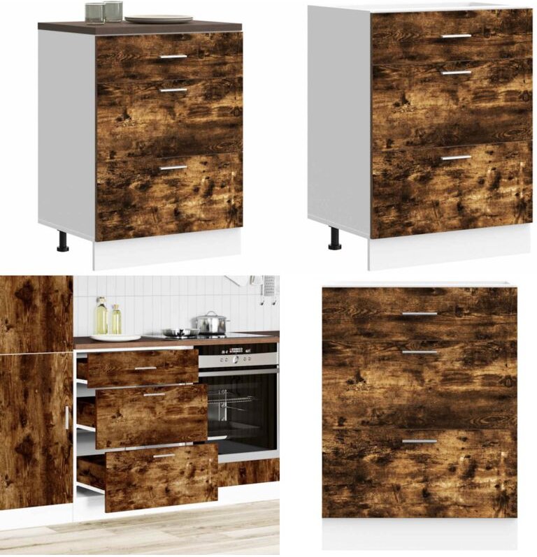 Küchenunterschrank Räuchereiche Holzwerkstoff - Vidaxl