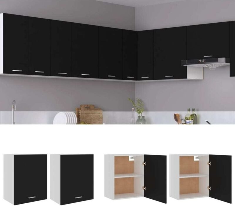 Hängeschränke 2 Stk. Schwarz 50x31x60 cm Holzwerkstoff - Vidaxl