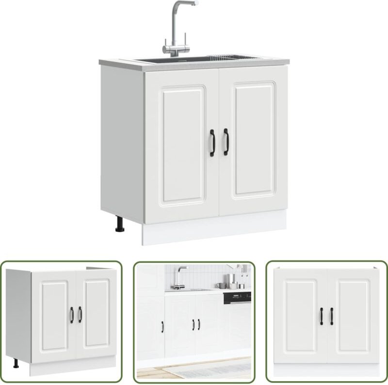 The Living Store - vidaXL Spülenunterschrank Kalmar Weiß 80x46x81,5 cm Holzwerkstoff