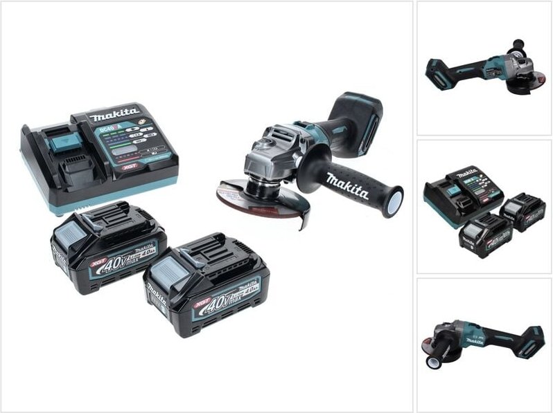 Makita GA 005 GM2 Akku Winkelschleifer 40 V max. 125 mm Brushless XGT + 2x Akku 4,0 Ah + Ladegerät
