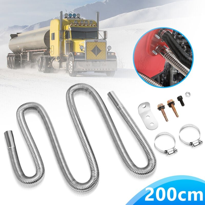 Swanew - 200cm φ25mm AbgasschlauchAbgasschalldämpfer Edelstahl Auspuffrohr – Komplettset für Dieselheizung und Autoheizu...