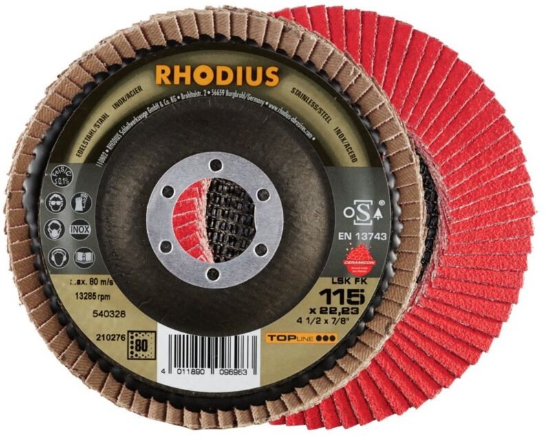 Thumbnail - Rhodius - lsk fk, 10 Stück, 115 mm, Korn 80, Fächerschleifscheibe