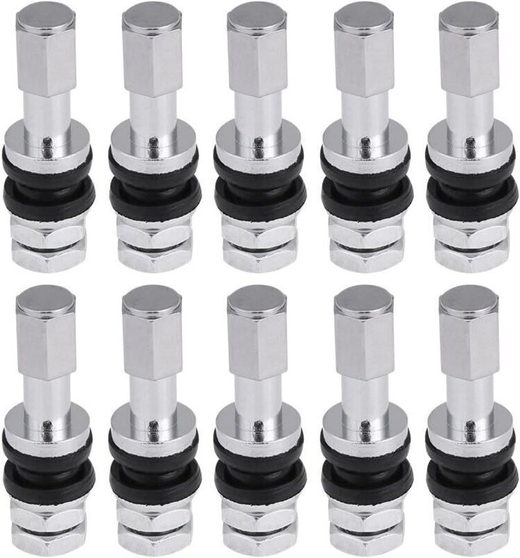 10 Stück TR43E Metallventilschäfte für schlauchlose Reifen für Autos, LKWs und Motorräder mit Staubkappe - KZQ
