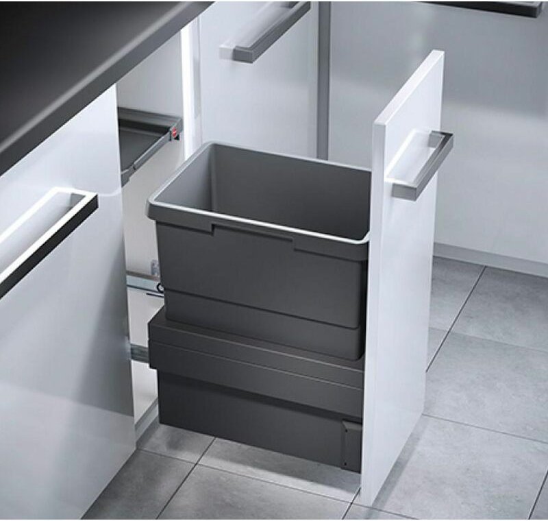 Hailo - Einbaumülleimer, Schrank 30cm, Frontauszug selbstschließend