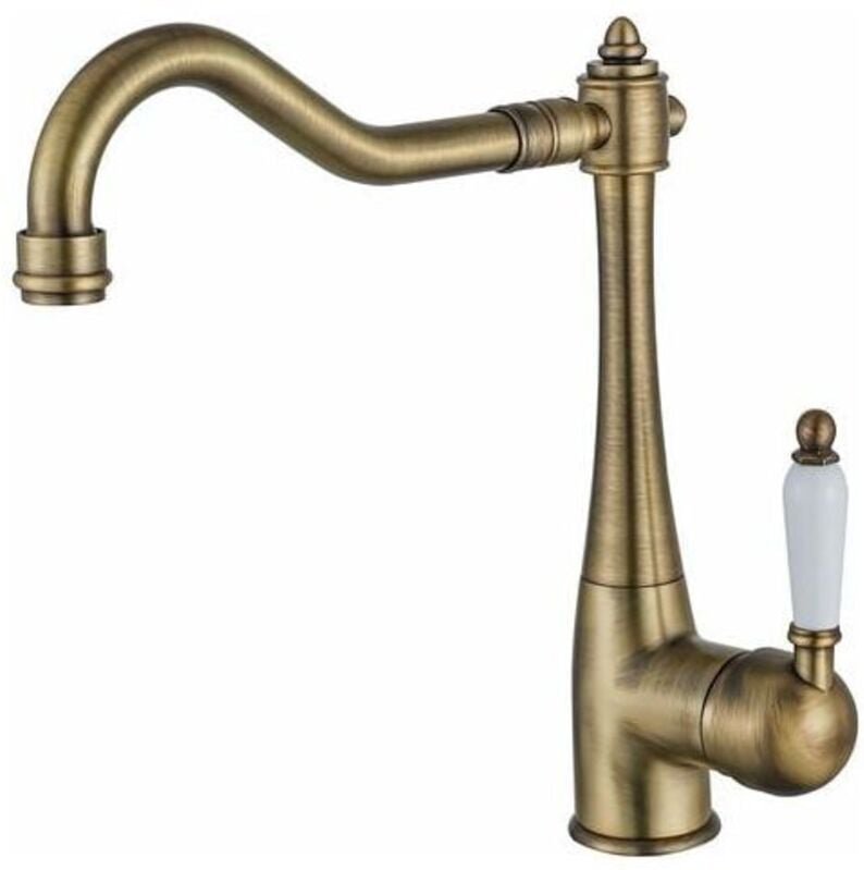 Vintage Messing Küchenarmatur, 360° schwenkbarer antiker Küchenhahn, Hochdruck-Landhaus-Spültischarmatur, Küchenmischer-...
