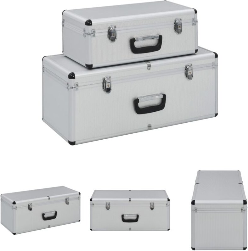 Aufbewahrungskoffer 2 Stk. Silbern Aluminium - Werkzeugkästen - Silber - The Living Store
