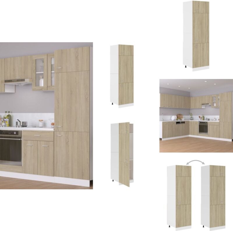 Kühlumbauschrank Sonoma-Eiche 60x57x207 cm Holzwerkstoff - Küchenmöbel - Schranksystem - Küchenschrank - Speisekammer - ...