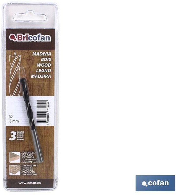 3-Punkt-Holzbohrer (Ø4 mm.) COFAN 62200400