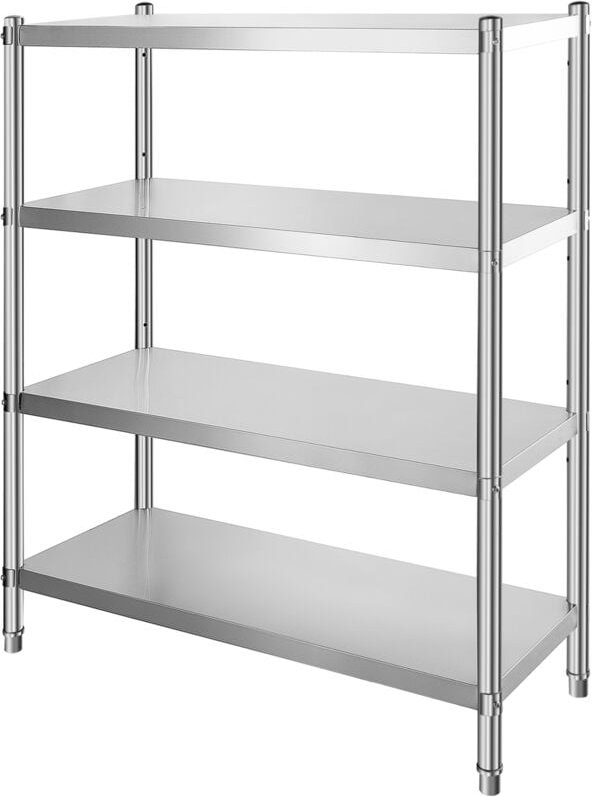 46,8 x 18,5 Zoll großes Edelstahlregal mit 4 Ebenen, robuste, verstellbare Aufbewahrung für Küche, Büro, Garage, 150 kg ...