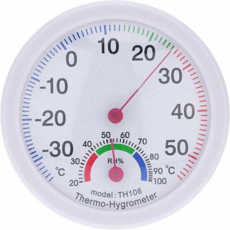 Ymyny - Crediri Weißes Thermometer und Hygrometer in Uhrenform für drinnen und draußen