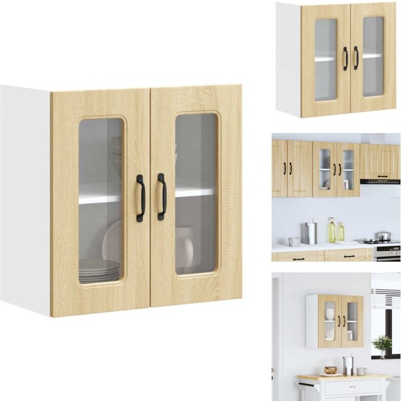 Küchen-Hängeschrank mit Glastür Sonoma-Eiche Holzwerkstoff - Küchen-Wandschrank - Küchen-Wandschränke - Wandschrank Küch...