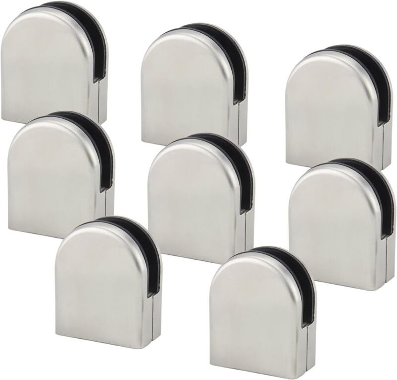 Shining House - 8–12 mm) Glasklemme, Glashalter, 304 Edelstahl, Klemmhalterung, Klemme, flacher Clip, Handlauf, Fenster,...