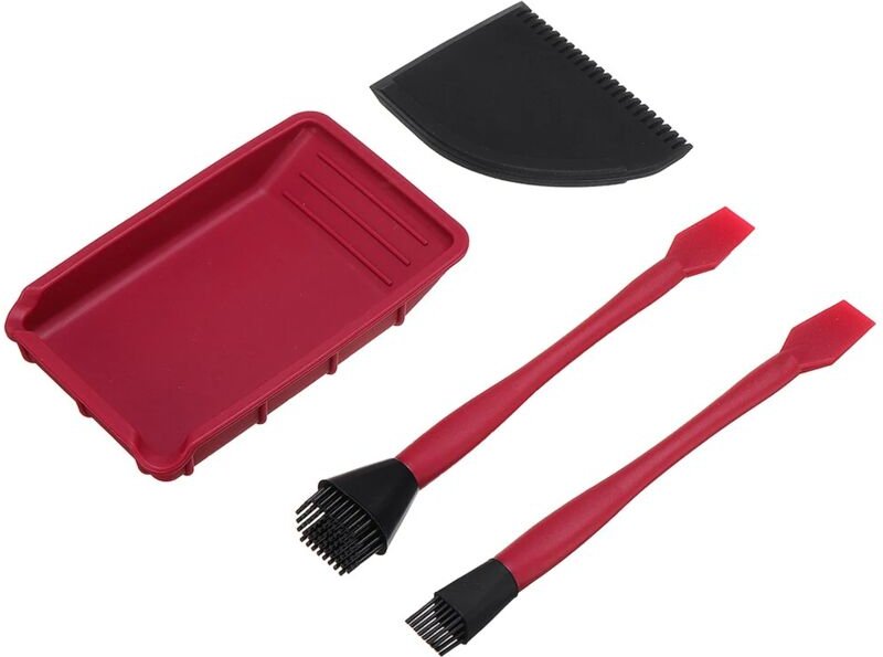 4-teiliges Silikonkleber-Set, breiter/schmaler Pinsel mit flachem Schaber und Leimwanne, Klebeset für die Holzbearbeitun...