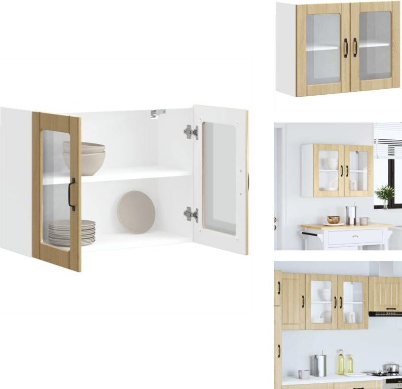 Küchen-Hängeschrank mit Glastür Sonoma-Eiche Holzwerkstoff - Küchen-Wandschrank - Küchen-Wandschränke - Wandschrank Küch...