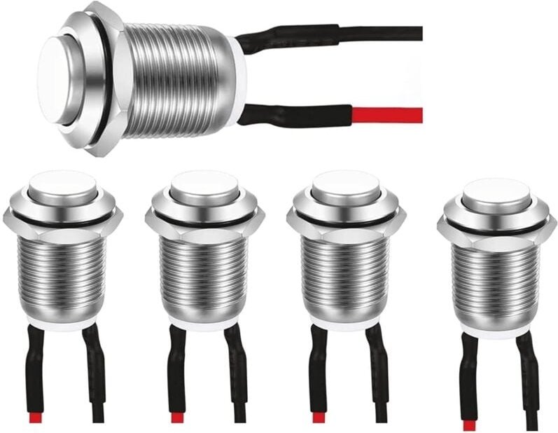 Bluedeer - 5X IP65 wasserdichte druckschalter Edelstahl mit vorverdrahteten Kabeln – schalter 12v /24V Selbstverriegel...