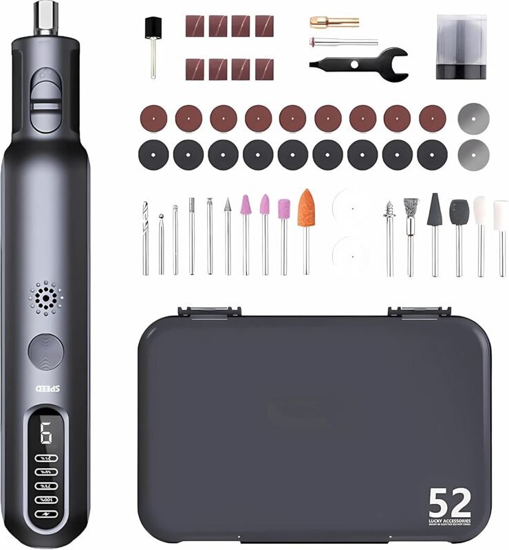 Qiedie - Mini wiederaufladbarer elektrischer Gravierstift 80 w – kabellos – Vibro-Gravierwerkzeug-Set für Keramik-Glas-S...