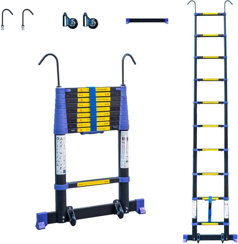 Teleskopleiter 2,9m TELESCOVA9+, Aluminium, Faltbar, Ausziehbar, Multifunktion, Maximale Arbeitshöhe 3,8m, Abnehmbare Ha...