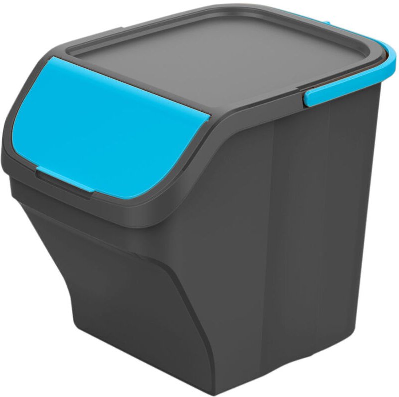 Mondex - Wertstoffbehälter de Stack n' Sort Blau Grau 25 l Stapelbar mit Deckel 40 x 30 x 34 cm - Marke: ean: 8053687881...