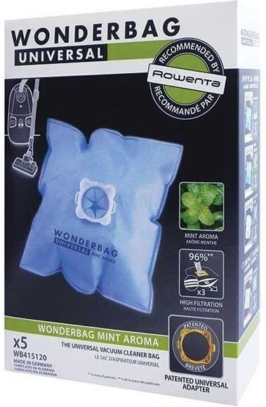 Set von 5 Original Wonderbag -Taschen Minz -Aroma für Rowenta WB415120 Vakuumreiniger