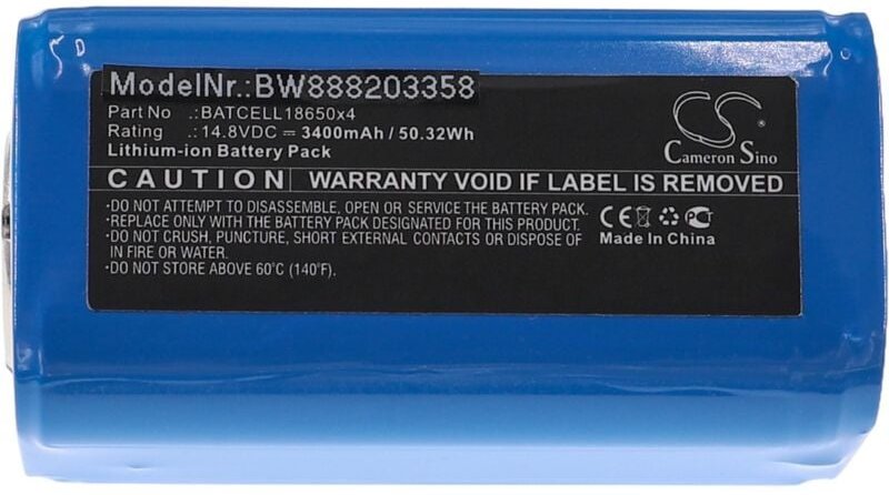Akku kompatibel mit Bigblue TL4000P, TL4500P, TL4800P, VL10000P, VL5800P, VL6500-TC Tauchlampe (3400mAh, 14,8V, Li-Ion) ...