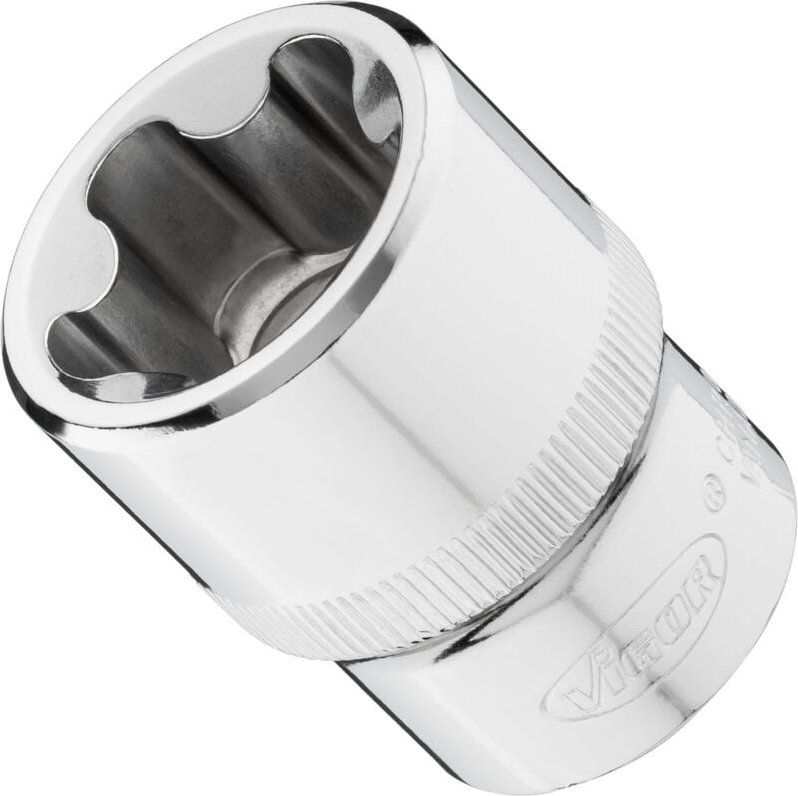 VIGOR Steckschlüsseleinsatz, 1/2 (12,5 mm) Vierkant hohl, Außenprofil mit 5 abgerundeten Flanken (TORX-ähnlich), SW E26+