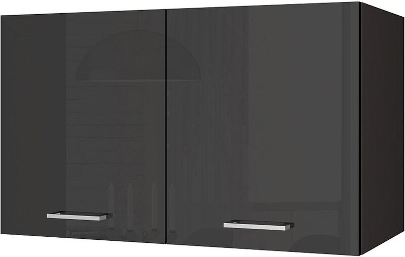Lomadox - Küchen-Hängeschrank 100 MARANELLO-03 Anthrazit Hochglanz Breite 100 cm