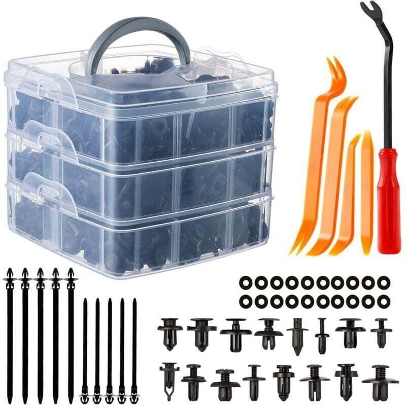 Auto-Clips, 665 Stück, universelle schwarze Nietenclips aus Kunststoff für Autotürverkleidungen mit Aufbewahrungskoffer ...