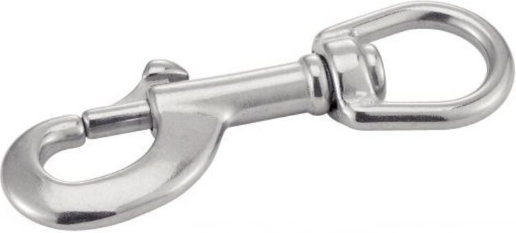 (5er Pack) Karabiner mit Schnapper und Drehwirbel – Edelstahl A4 L87 mm