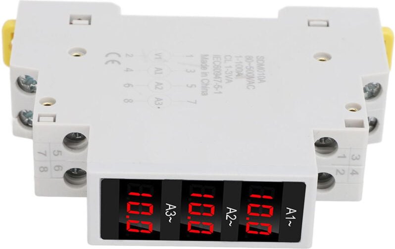 Dreiphasiges DIN-Schienen-Amperemeter, digitale LED-Anzeige, hochpräzises Amperemeter mit AC80-500V 1-100A Sensoren