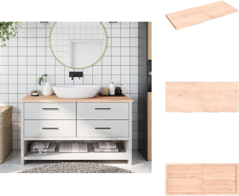 Waschtischplatte 140x60x(2-4) cm Massivholz Unbehandelt - Massiver Eichentisch - Eiche Arbeitsfläche - Badezimmerstil - ...