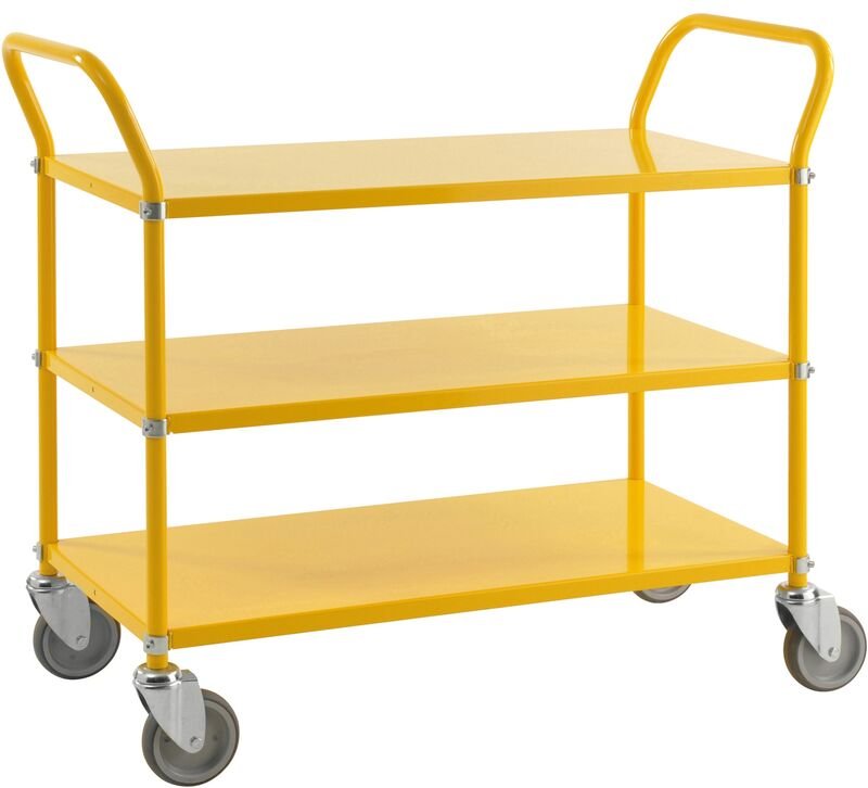 Kongamek Etagenwagen mit 3 Böden 900x440mm in Gelb mit Bremse