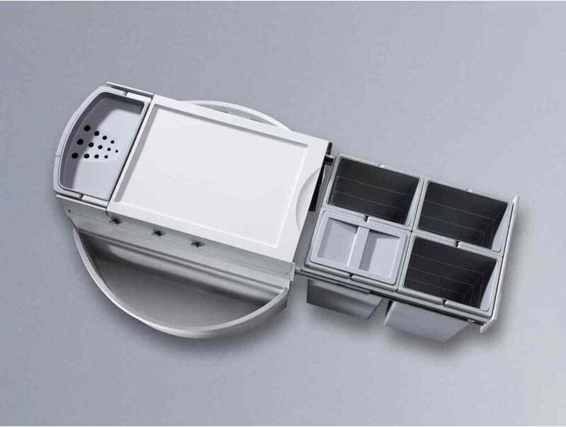 Hailo - Rondo, Einbau-Mülleimer 360° drehbar, Eckschrank Küche, 4x8 l