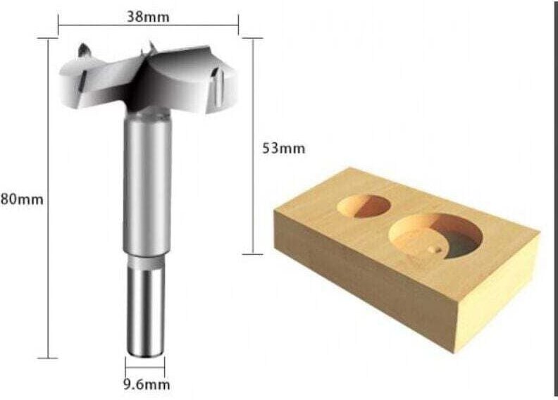 Thumbnail - Holzbohrer, Durchmesser 38/42/50/55/65 mm, Hartmetall-Senkbohrer zum Formen von Löchern für die Holzbearbeitung, zum Ein...