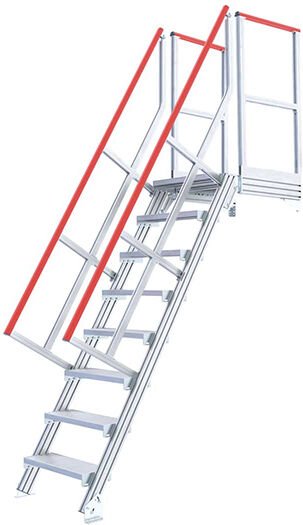 Industrietreppe 18 Stufen - Standhöhe de 4.50m - Stufenbreite 800mm - Anstellwinkel 60° - 22200818/2MC