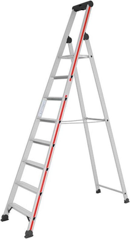 Hymer Stufenstehleiter, Plattform einseitig begehbar, S-Brückeeinseitig 8 Stufen