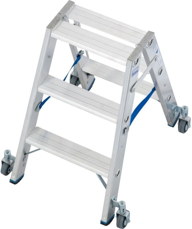 Aluminium-Doppelleiter stabilo fahrbar 2,25 m Doppelstufenleiter - Krause