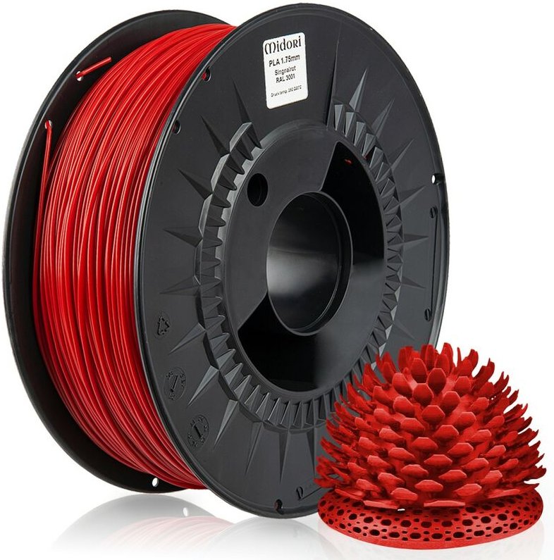 3 x Midori 3D Drucker 1,75mm pla Filament 1kg Spule Rolle Premium Signalrot RAL3001