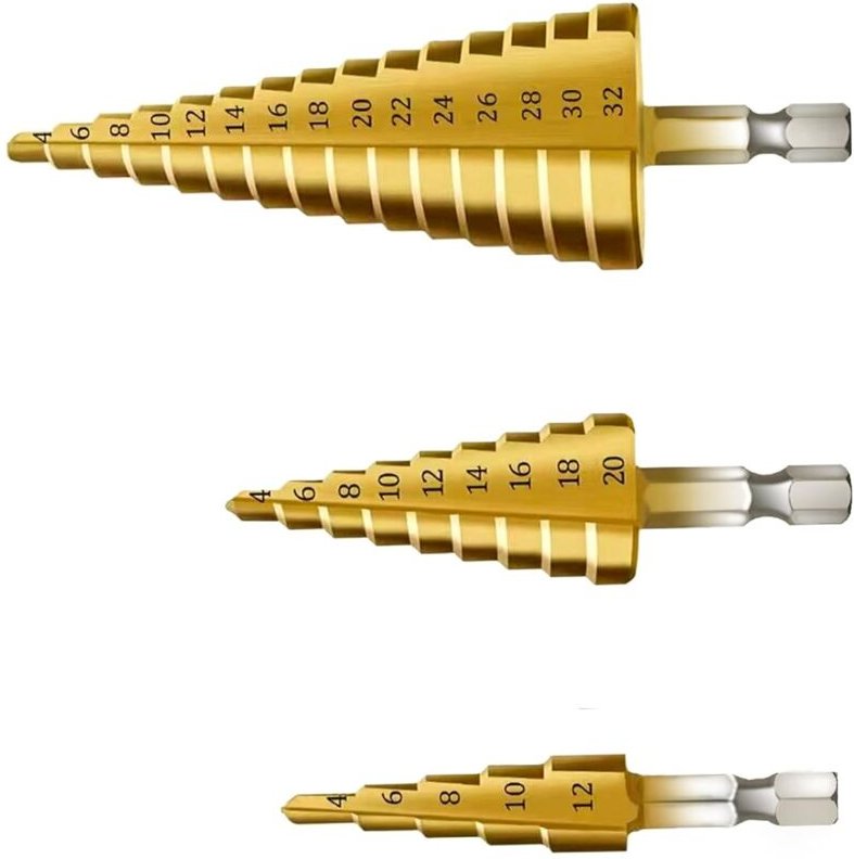 Aiperq - 3PCS Senkbohrer, dreieckiger konischer Titan-Senkbohrer, 4-12/20/32 mm, HSS-Edelstahlmetall, zum Schraubendrehe...