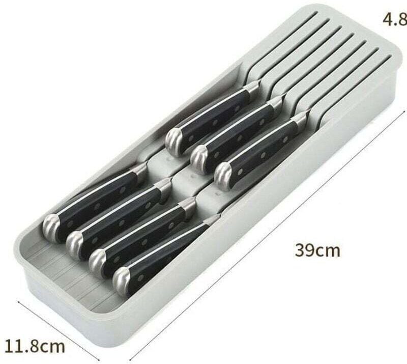 Schubladen-Organizer mit 2 Ebenen für 7 Messer, herausnehmbar, recycelter Kunststoff