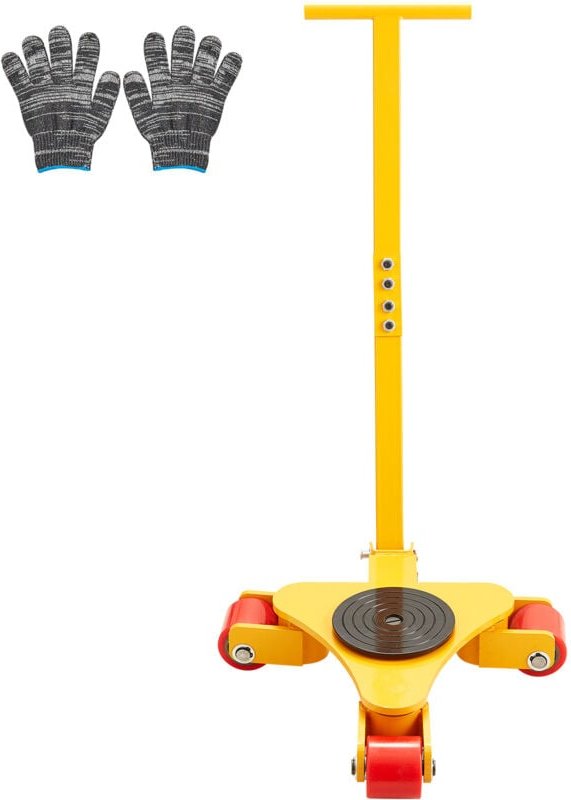 Mophorn - 6614 LBS/3T Maschinen-Rollwagen, Industrietransporter aus Karbonstahl mit Griff, 3 um 360° schwenkbare PU-Räde...