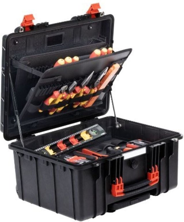 Werkzeugkoffer xl 2 Trolley mit Rollen und Teleskophandgriff electric 60-tlg. für Elektriker - Wiha