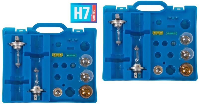 Unitec - 2x Auto-Ersatzlampen-Koffer H7 Scheinwerfer Bremslicht Blinklicht Rücklicht