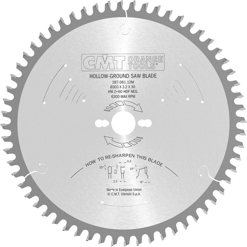 287.049.10M KONKAVZAHNBLATT HW 250x3,2/2,2x30 Z48 HDF -6°NEG
