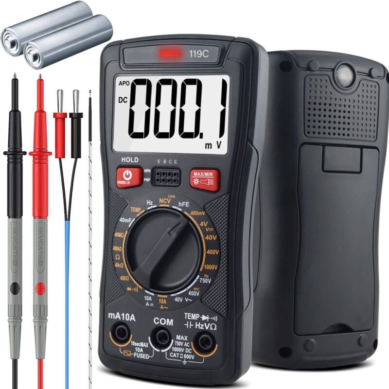 Digital-Multimeter, digitaler elektrischer Tester, automatisches Voltmeter, Amperemeter, Ohmmeter, Temperatur, Spannung,...