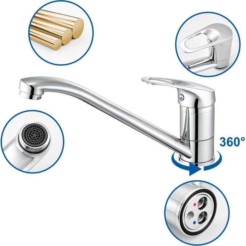 Aiperq - Küchenarmatur 360° Schwenkbar Hochdruck Wasserhahn Küche, Mischbatterie, Einhand Spültischbatterie
