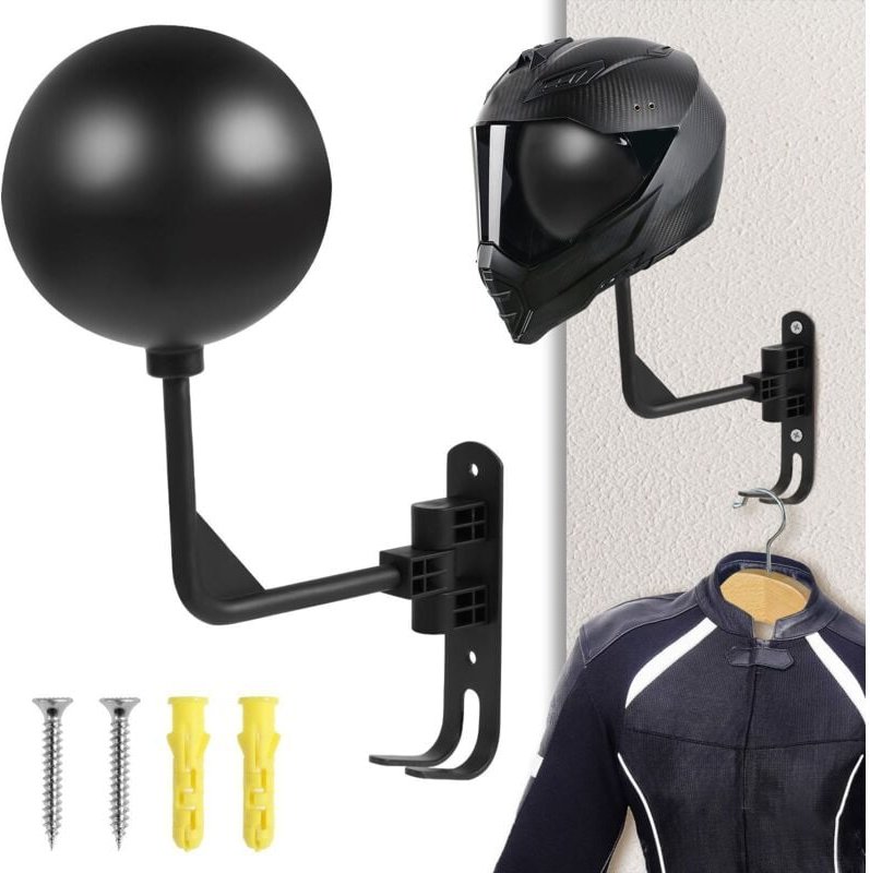 Porte Casque Moto Mural Rotation à 180 degrés Support pour Casque Moto Crochet pour accrocher Le Casque et la Veste de M...